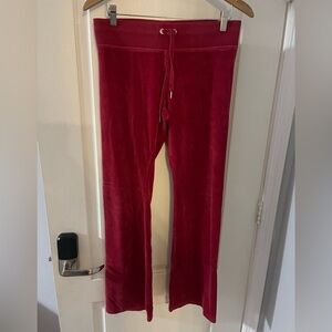 Express Women's Red Velour Flare Leg Track Pants